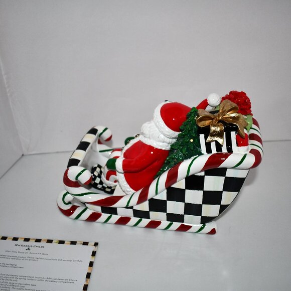 MacKenzie-Childs Nick's Pick Illuminated Santa in Sleigh Décor #35509-1122NM - Picture 4 of 7
